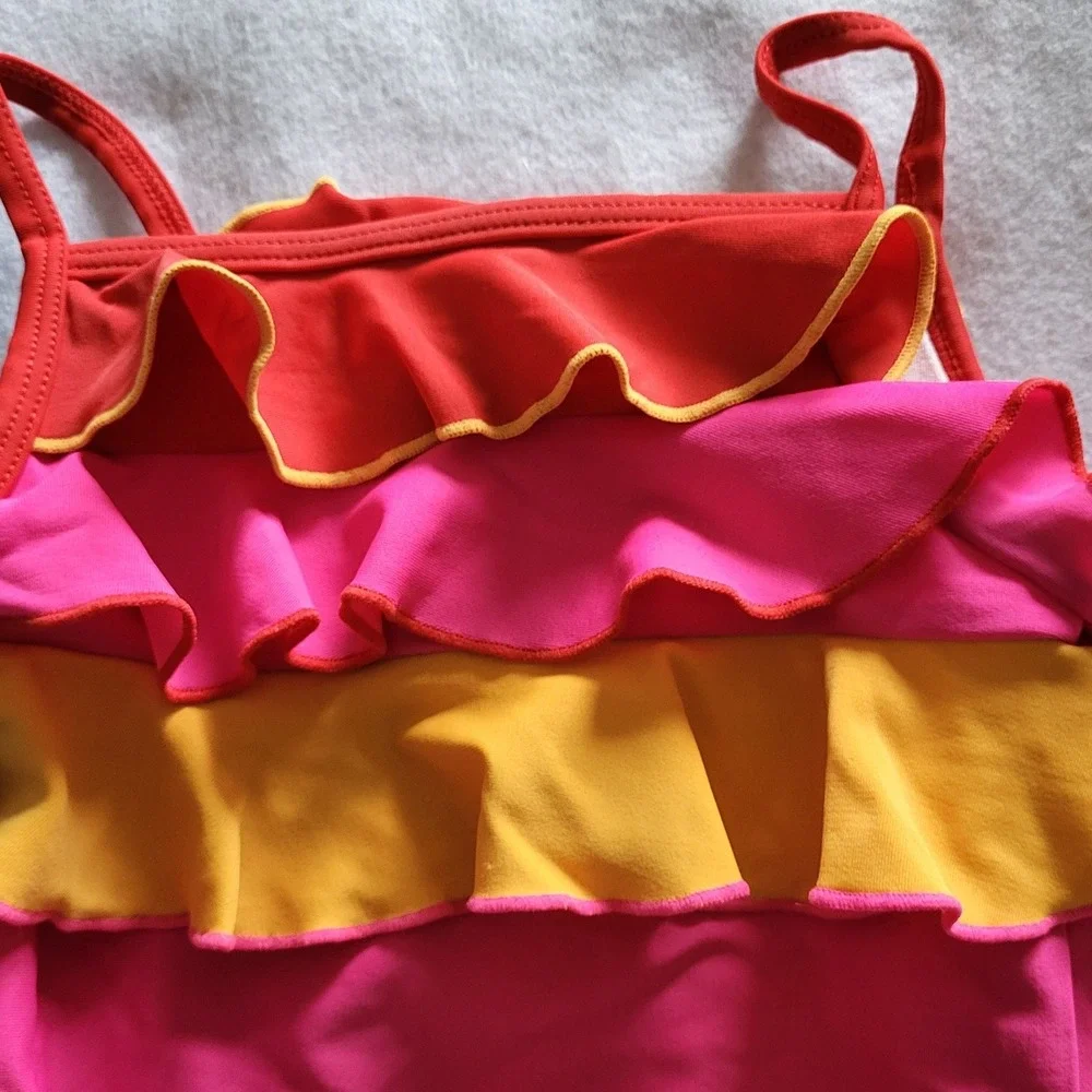 Old Navy Swimsuit Lot Girls 3T Polkadot Ruffle Pink Blue One Piece Bathing Suits